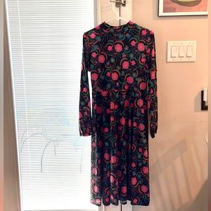 Boohoo retro floral long sleeve midi dress